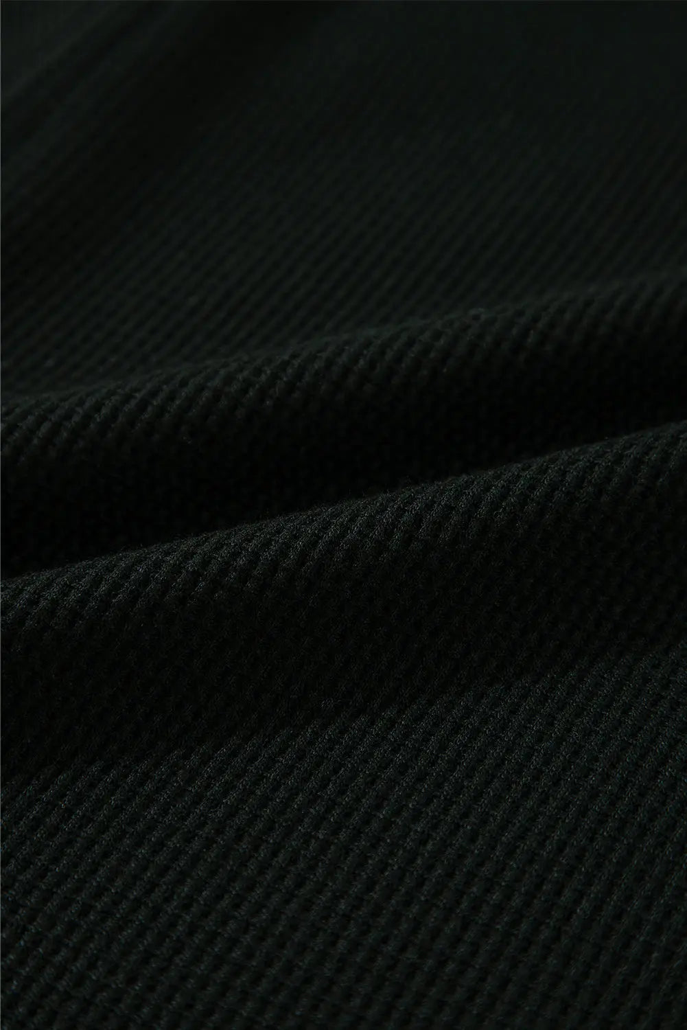 Black Waffle Knit Patchwork Buttoned Oversized Shacket eAura
