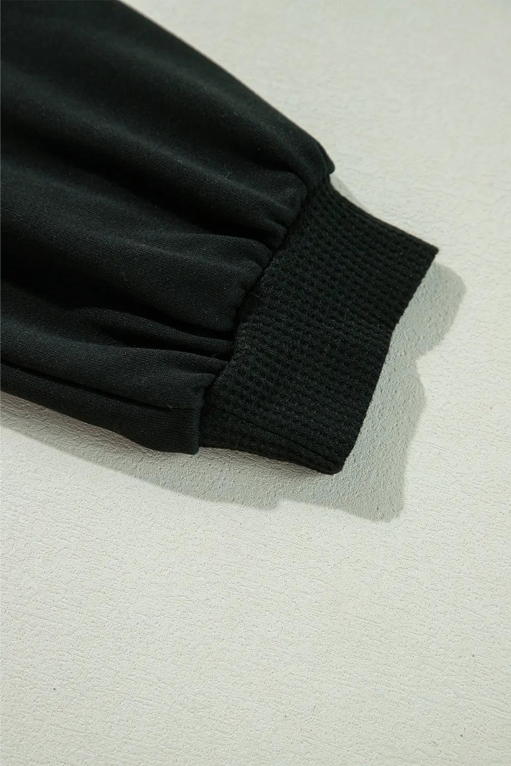 Black Waffle Knit Patchwork Buttoned Oversized Shacket eAura