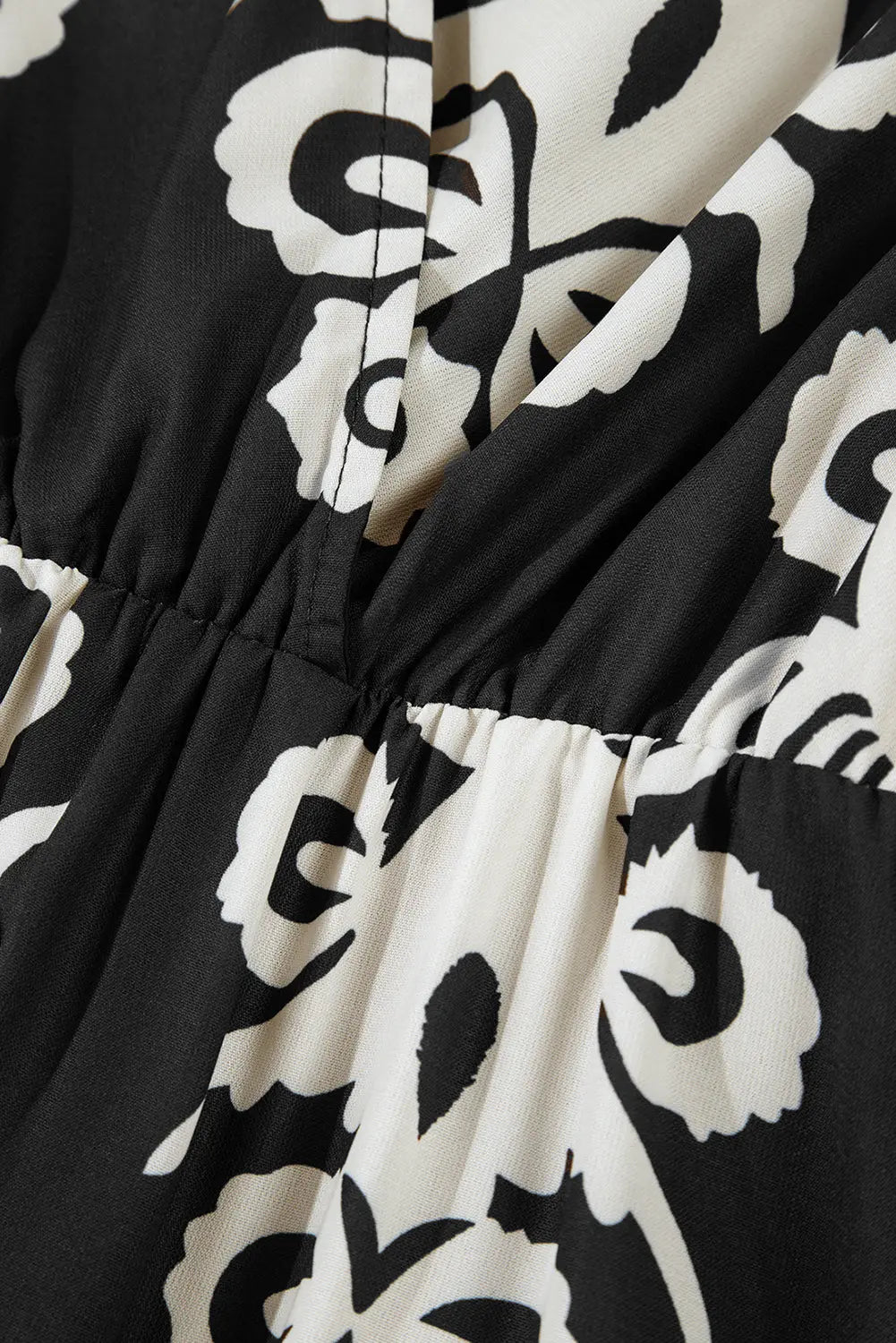 Black Western Geometric Print 3/4 Sleeve Loose Midi Dress Beagle Boutique Fashion Outlet