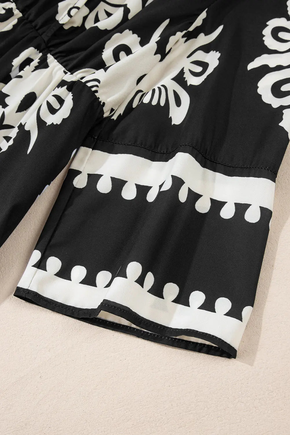Black Western Geometric Print 3/4 Sleeve Loose Midi Dress Beagle Boutique Fashion Outlet