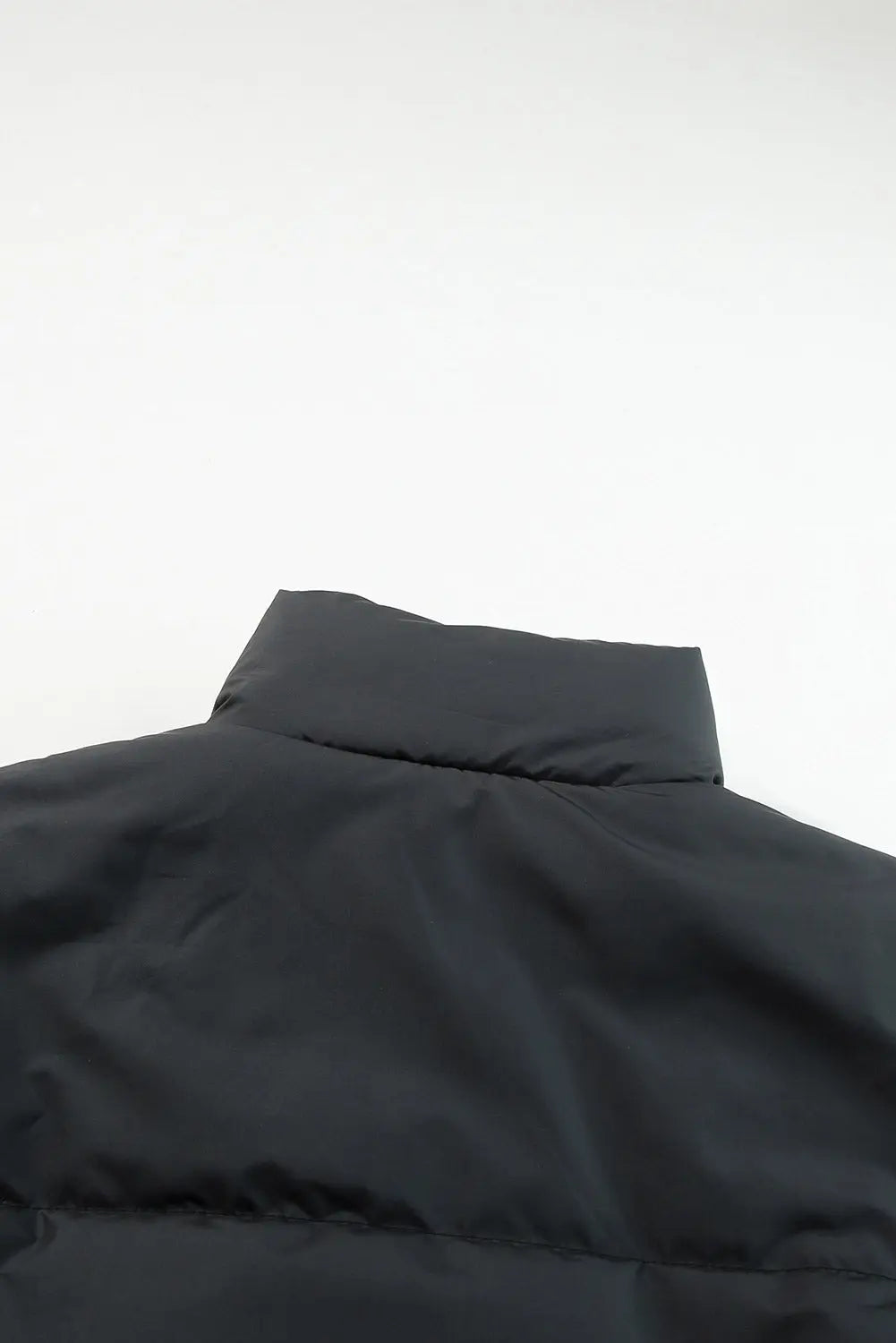 Black Zip Up Drawstring Hem Puffer Coat - eAura