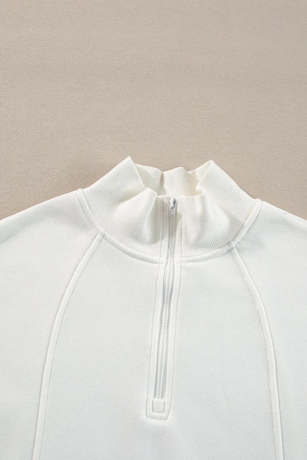 Black Zipped Neck Pullover Drop Shoulder Sweatshirt Beagle Boutique Fashion Outlet