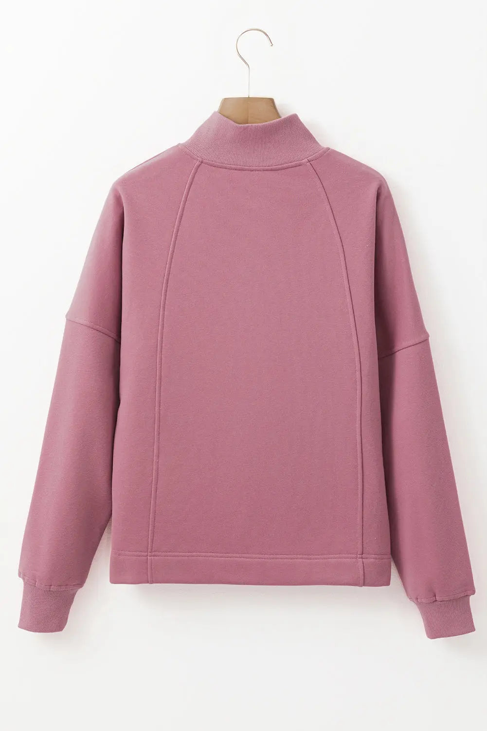 Black Zipped Neck Pullover Drop Shoulder Sweatshirt Beagle Boutique Fashion Outlet