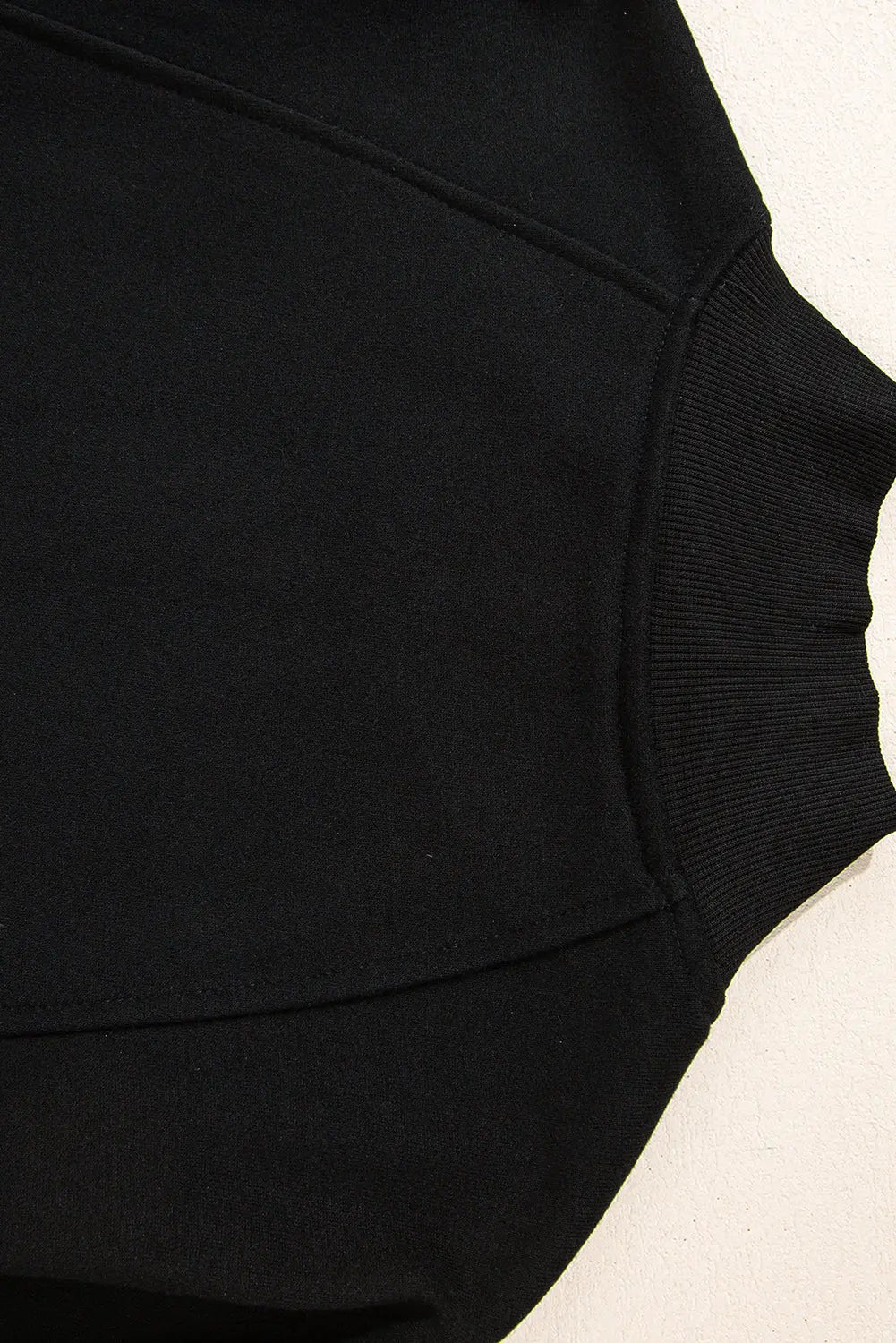 Black Zipped Neck Pullover Drop Shoulder Sweatshirt Beagle Boutique Fashion Outlet