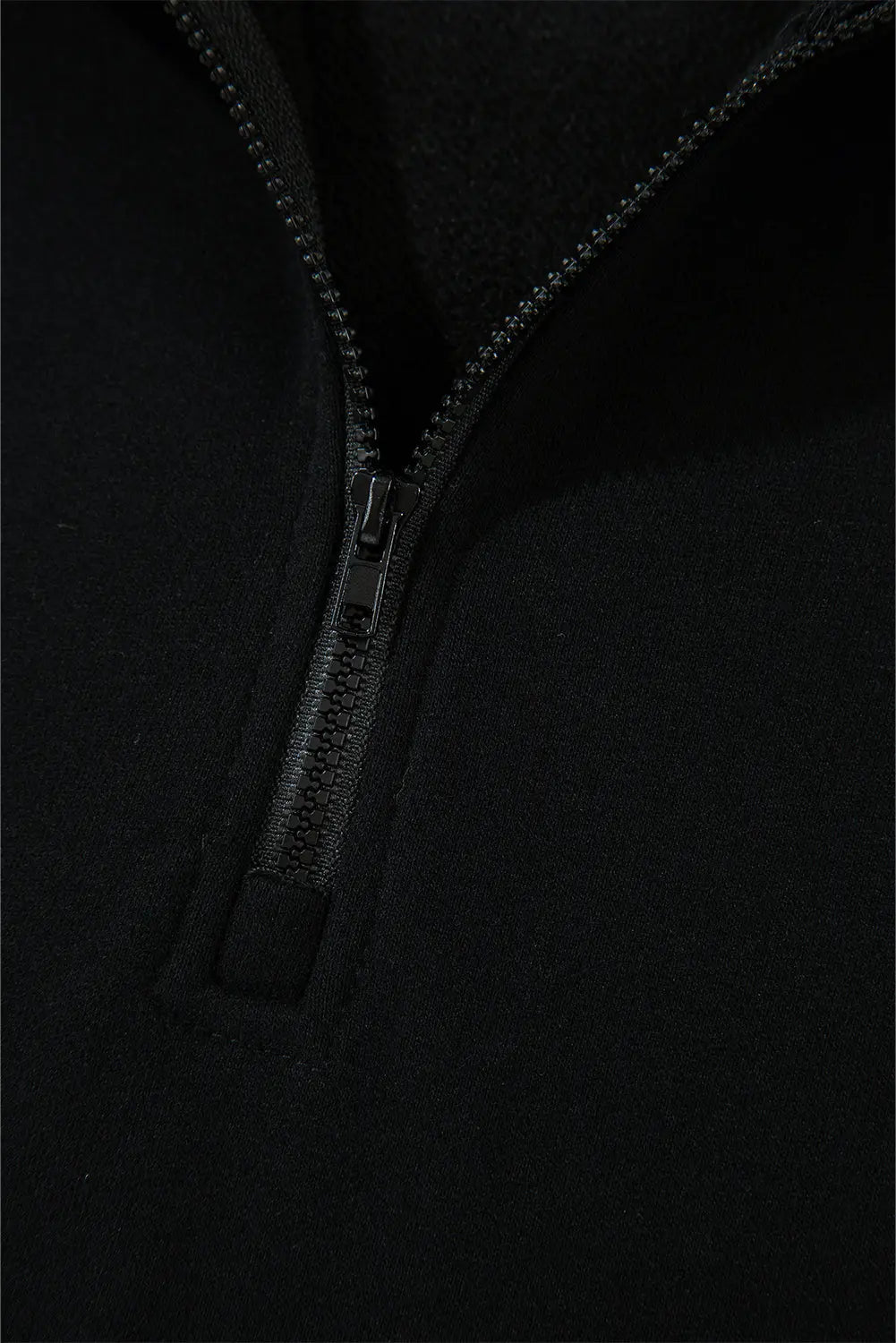 Black Zipped Neck Pullover Drop Shoulder Sweatshirt Beagle Boutique Fashion Outlet