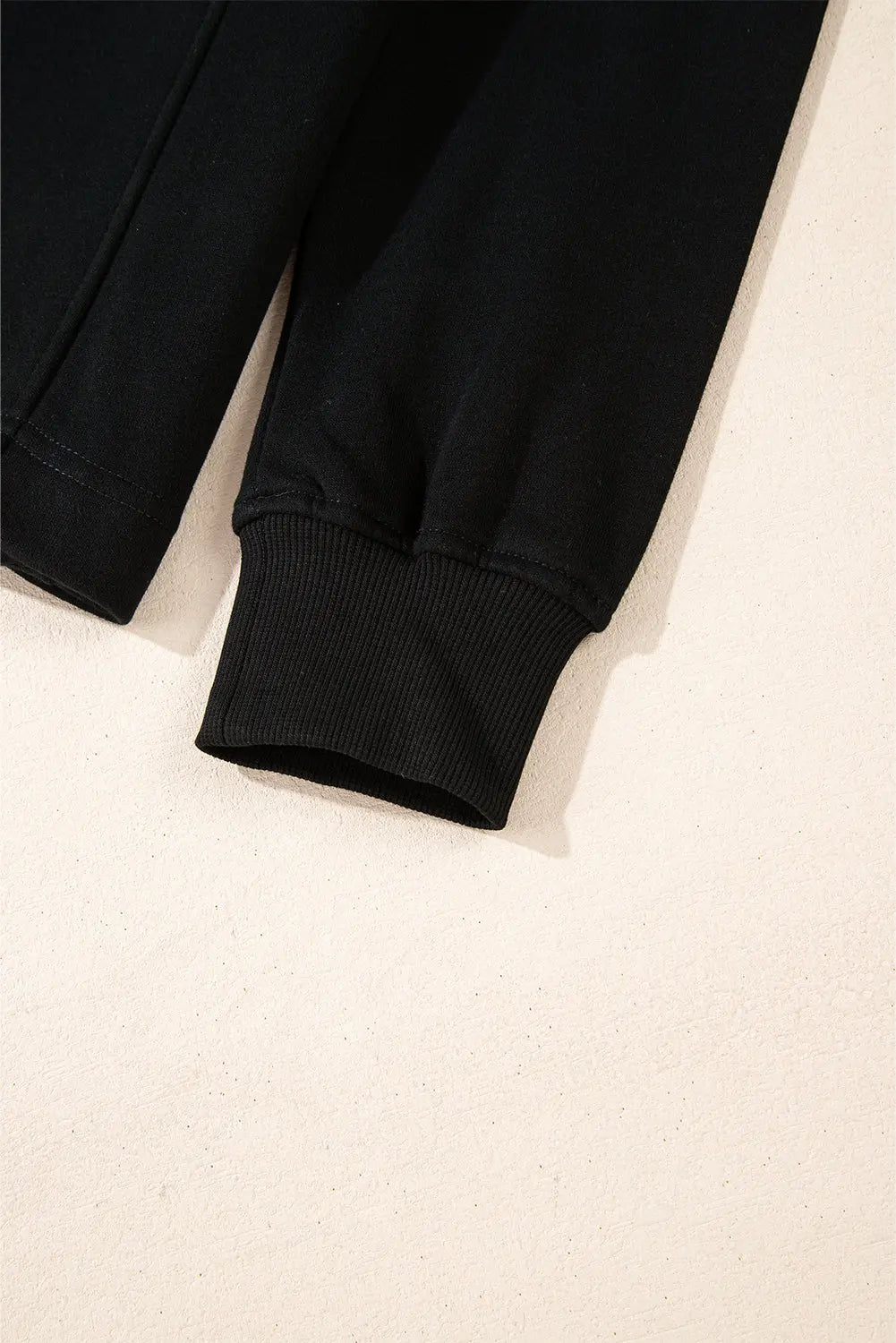 Black Zipped Neck Pullover Drop Shoulder Sweatshirt Beagle Boutique Fashion Outlet