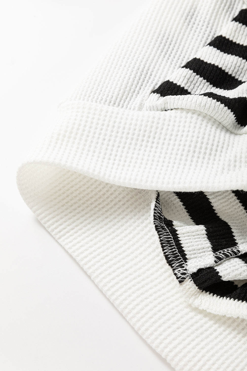 Black white Oversized Striped Henley Buttons Dolman Sleeve Hooded Top - Tops/Sweatshirts & Hoodies