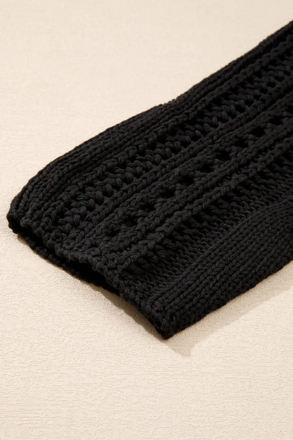 Blackish Green Hollow-out Cable Knit Cropped Sweater Beagle Boutique Fashion Outlet