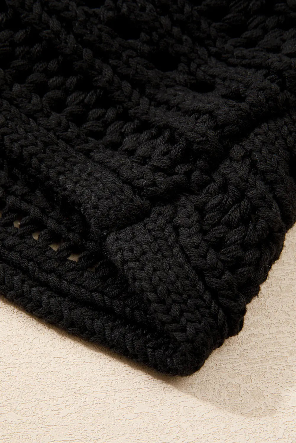 Blackish Green Hollow-out Cable Knit Cropped Sweater Beagle Boutique Fashion Outlet