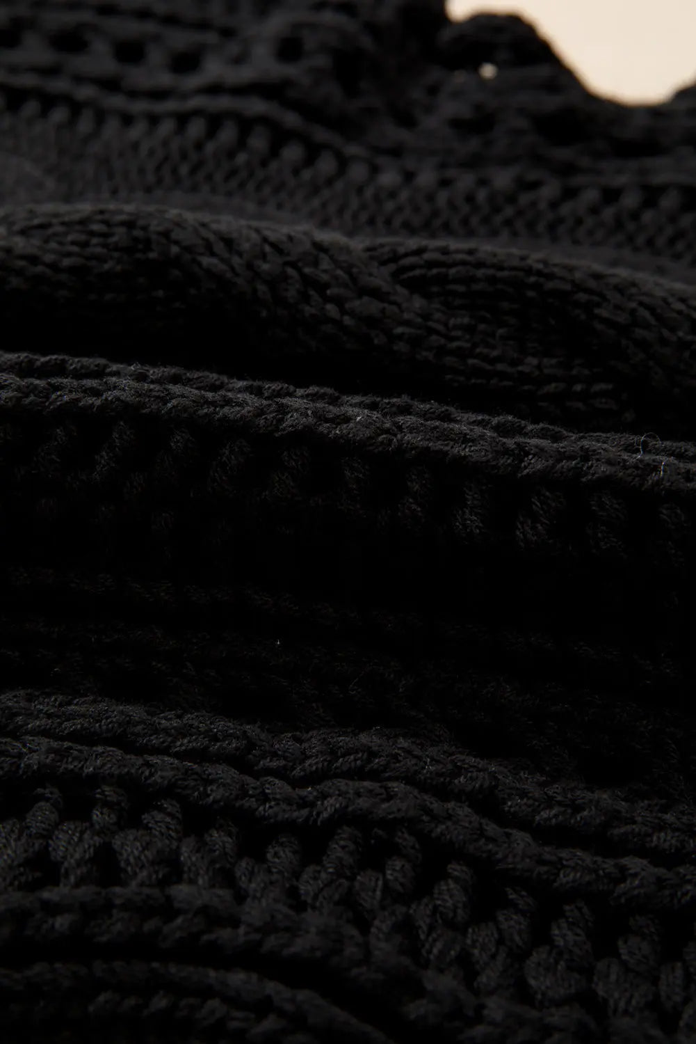 Blackish Green Hollow-out Cable Knit Cropped Sweater Beagle Boutique Fashion Outlet