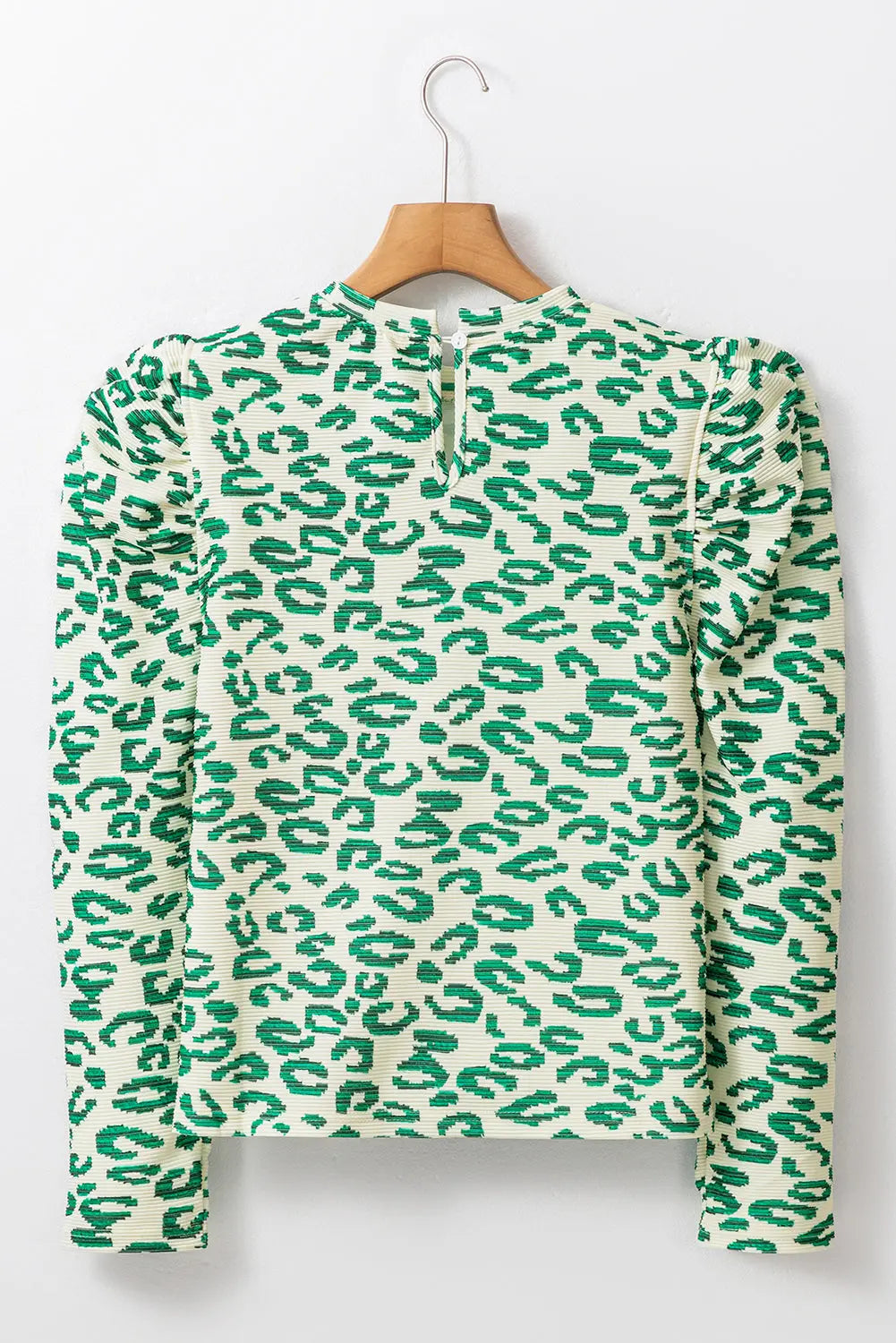 Blackish Green Leopard Print Mock Neck Puff Sleeve Top Beagle Boutique Fashion Outlet