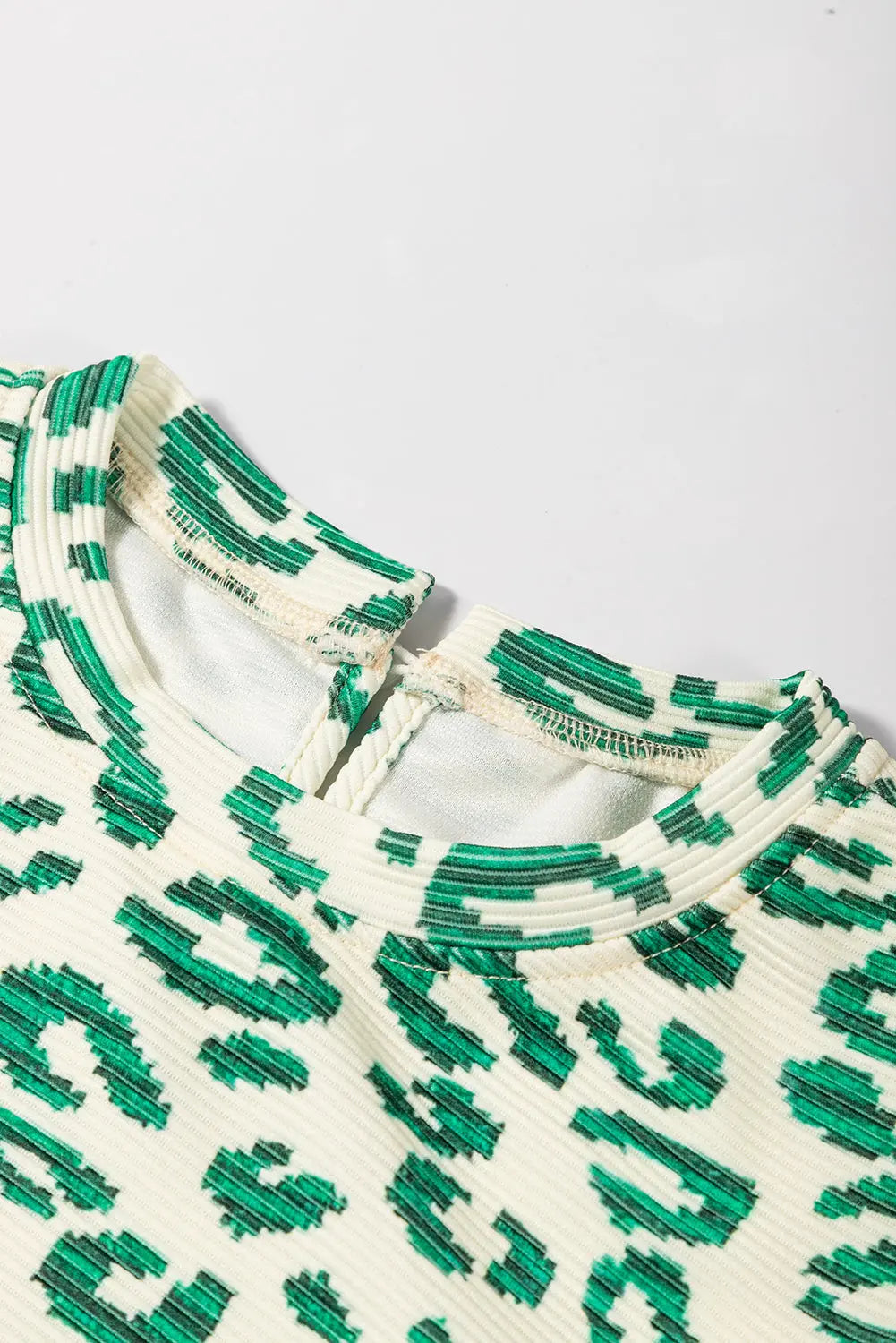 Blackish Green Leopard Print Mock Neck Puff Sleeve Top Beagle Boutique Fashion Outlet