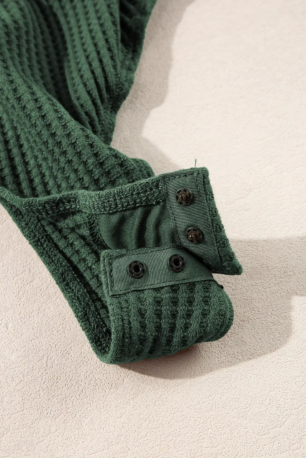 Blackish Green Waffle Knit Slim Fit Wrap V Neck Bodysuit Beagle Boutique Fashion Outlet