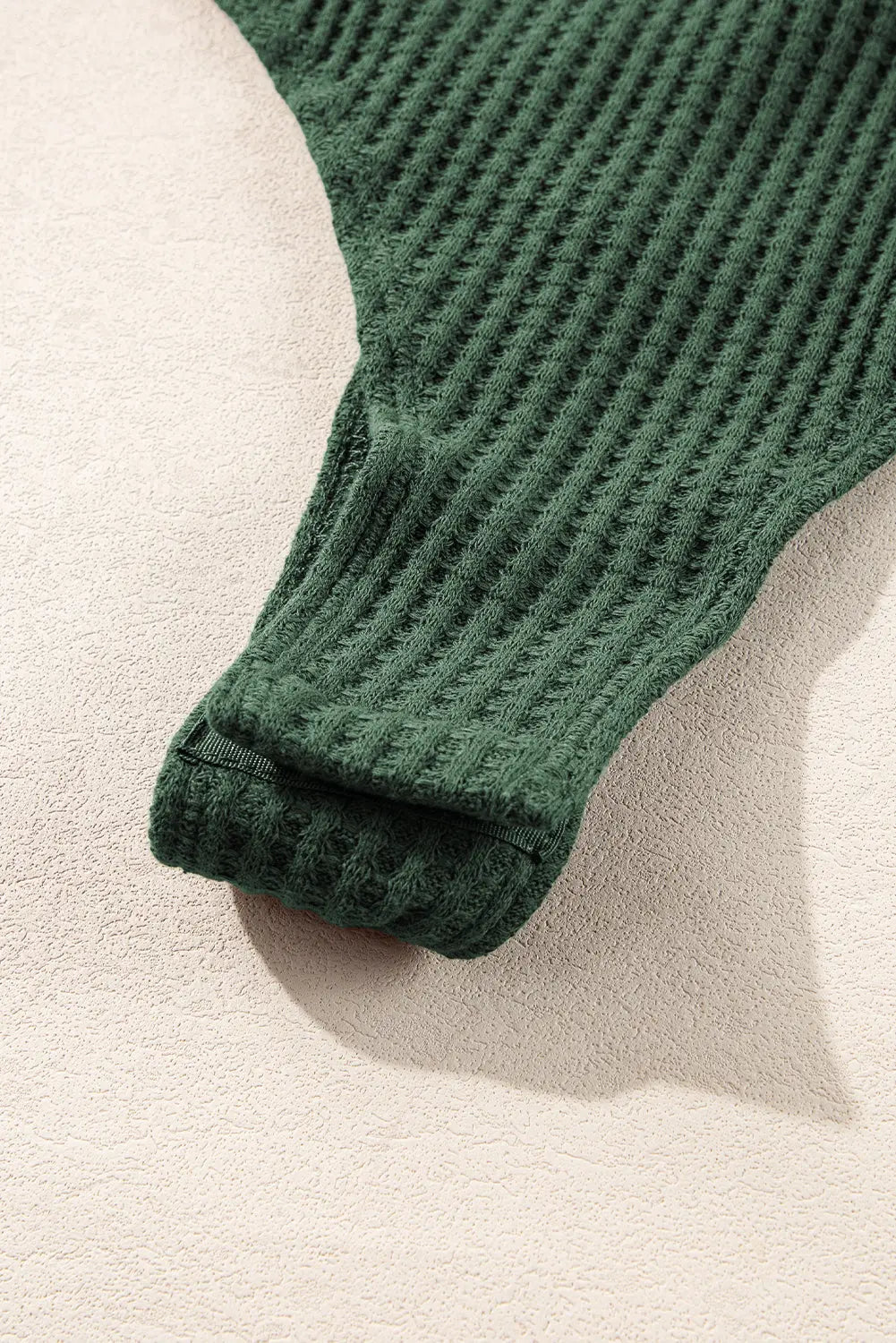 Blackish Green Waffle Knit Slim Fit Wrap V Neck Bodysuit Beagle Boutique Fashion Outlet