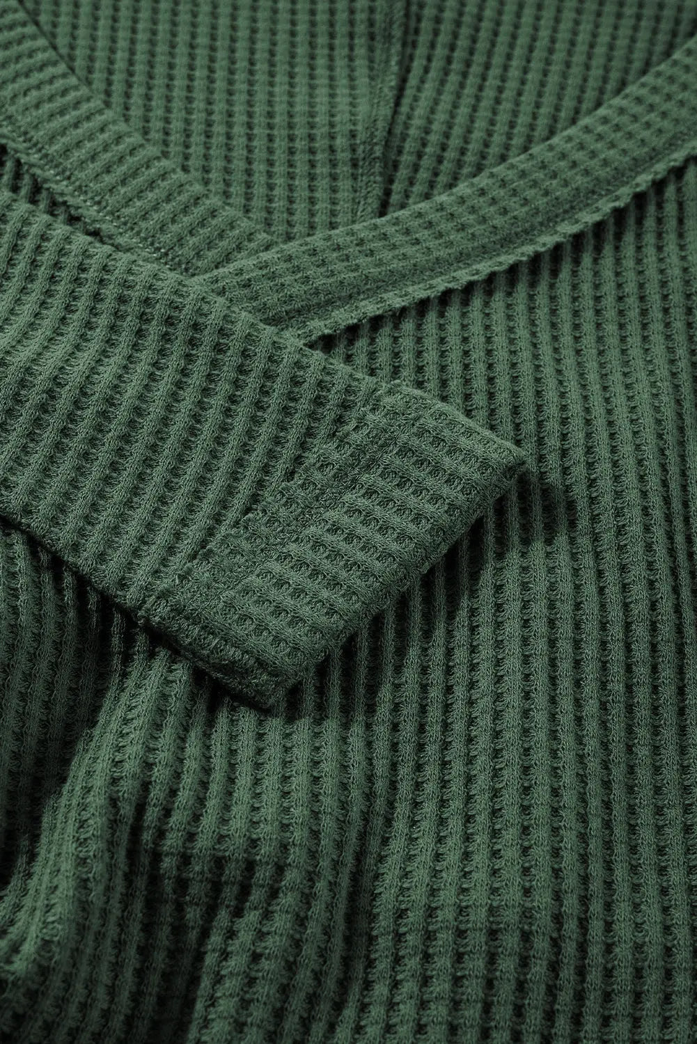 Blackish Green Waffle Knit Slim Fit Wrap V Neck Bodysuit Beagle Boutique Fashion Outlet