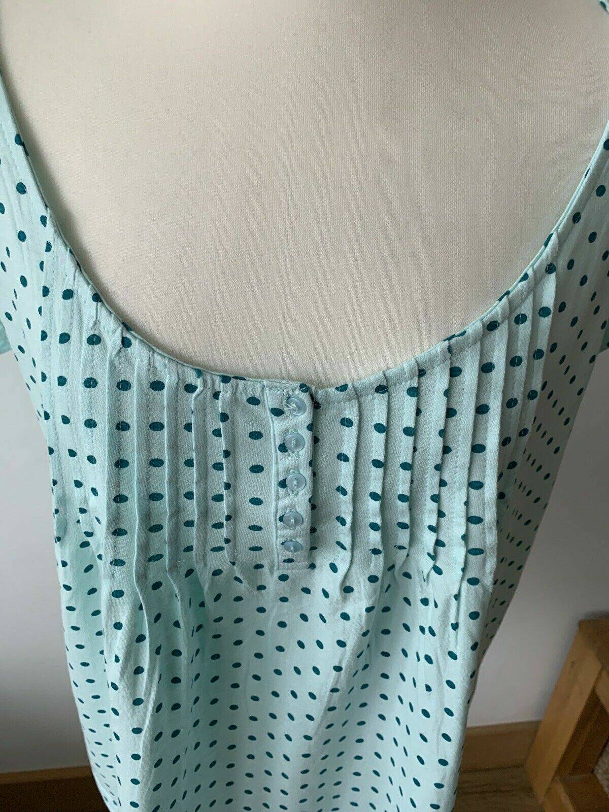 Blancheporte Light Teal Polka Dot Top Cotton Size 16 - 18 Pit to Pit 19.5" - BB Fashion Outlet