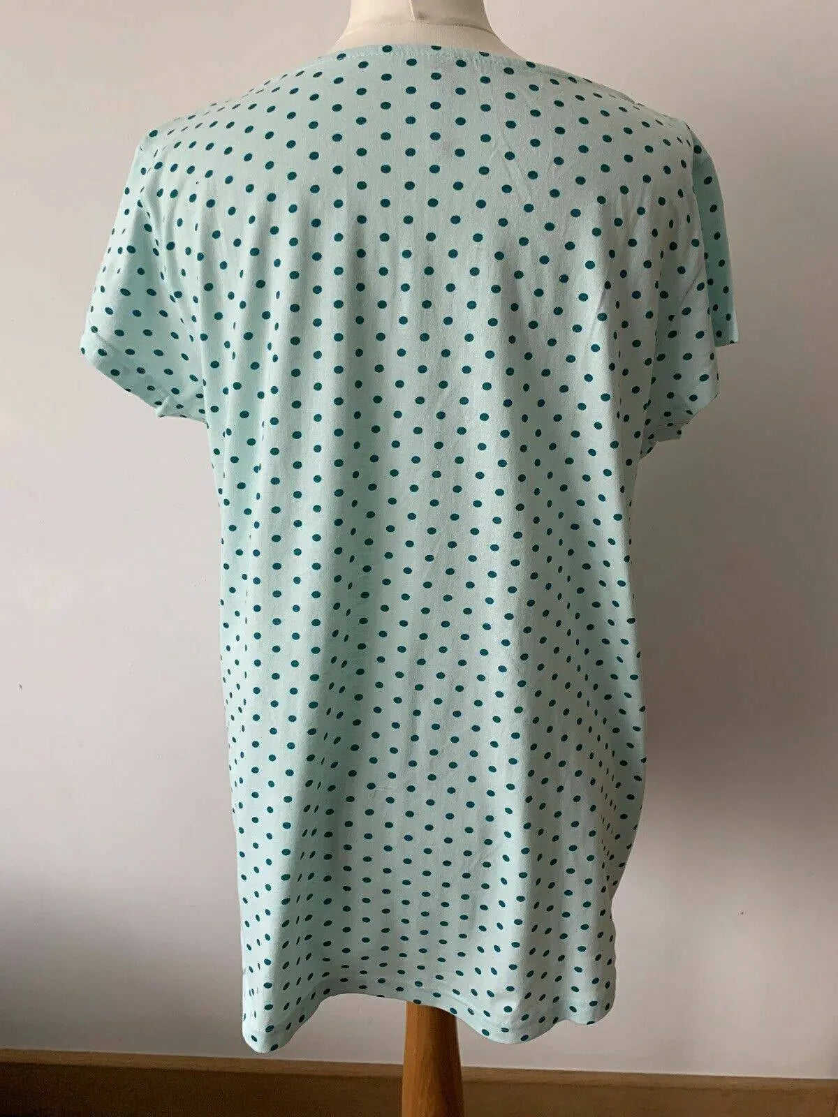 Blancheporte Light Teal Polka Dot Top Cotton Size 16 - 18 Pit to Pit 19.5" - BB Fashion Outlet