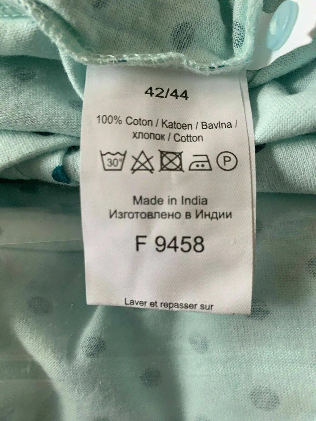 Blancheporte Light Teal Polka Dot Top Cotton Size 16 - 18 Pit to Pit 19.5" - BB Fashion Outlet