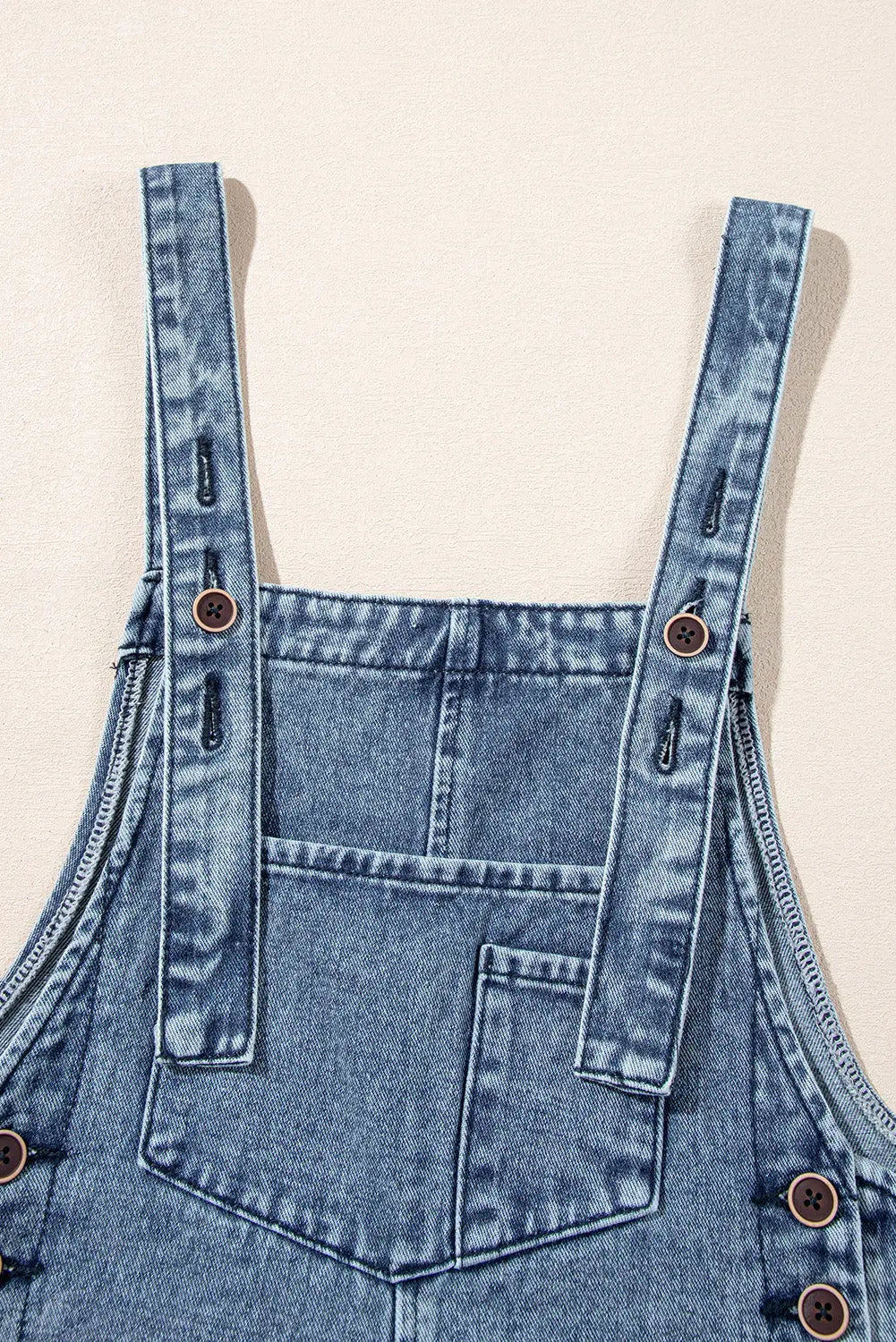 Blue Distressed Bib Pocket Wide Leg Denim Overall - eAura