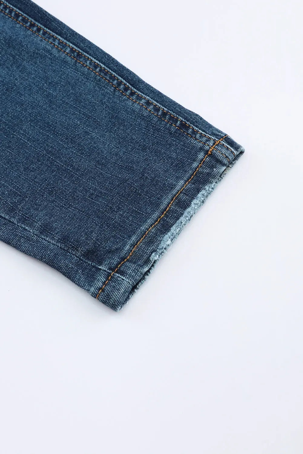 Blue Distressed Button Fly High Waist Skinny Jeans eAura