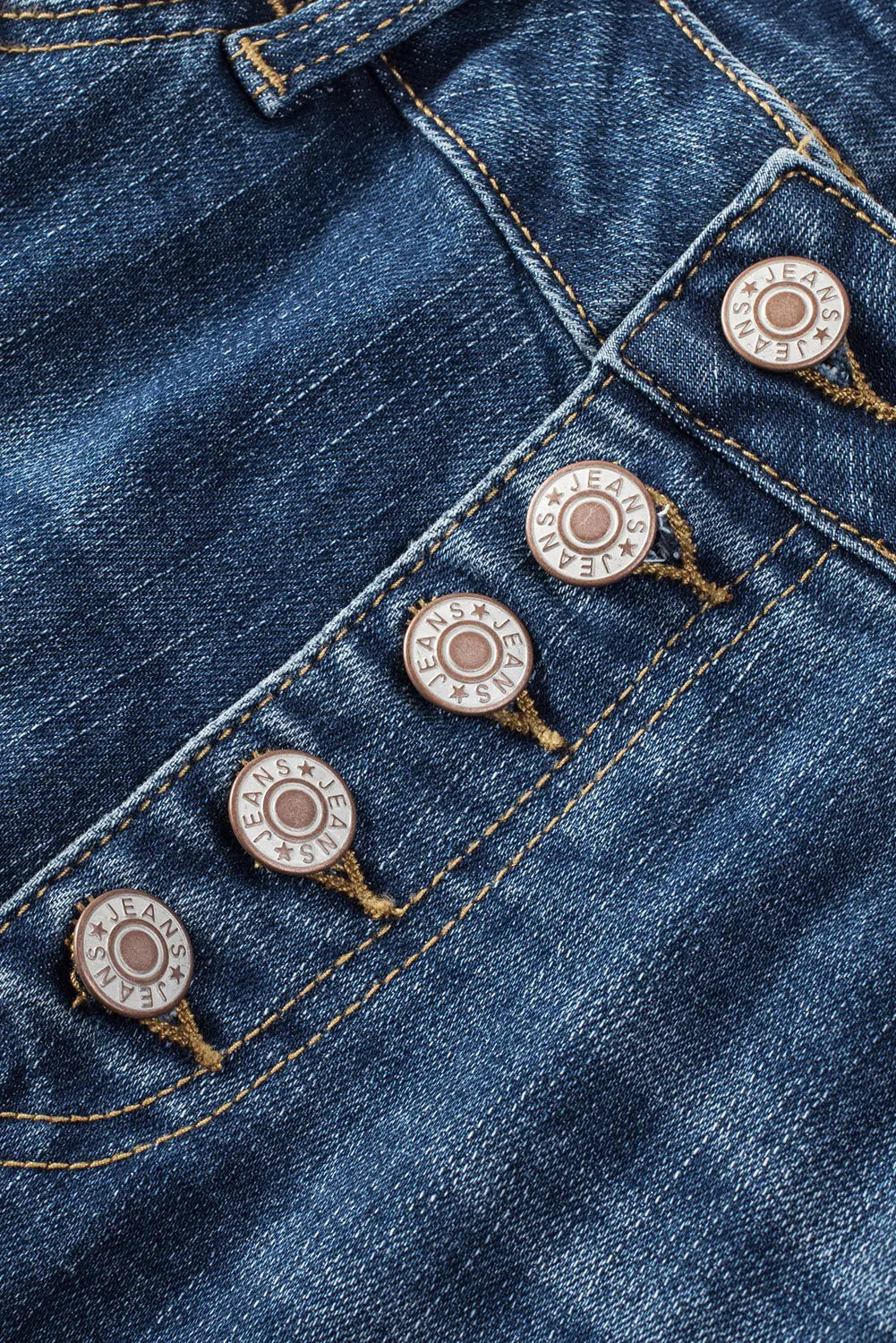 Blue Distressed Button Fly High Waist Skinny Jeans eAura