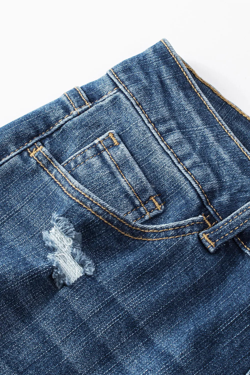 Blue Distressed Button Fly High Waist Skinny Jeans eAura