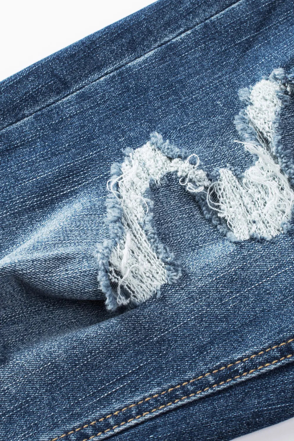 Blue Distressed Button Fly High Waist Skinny Jeans eAura