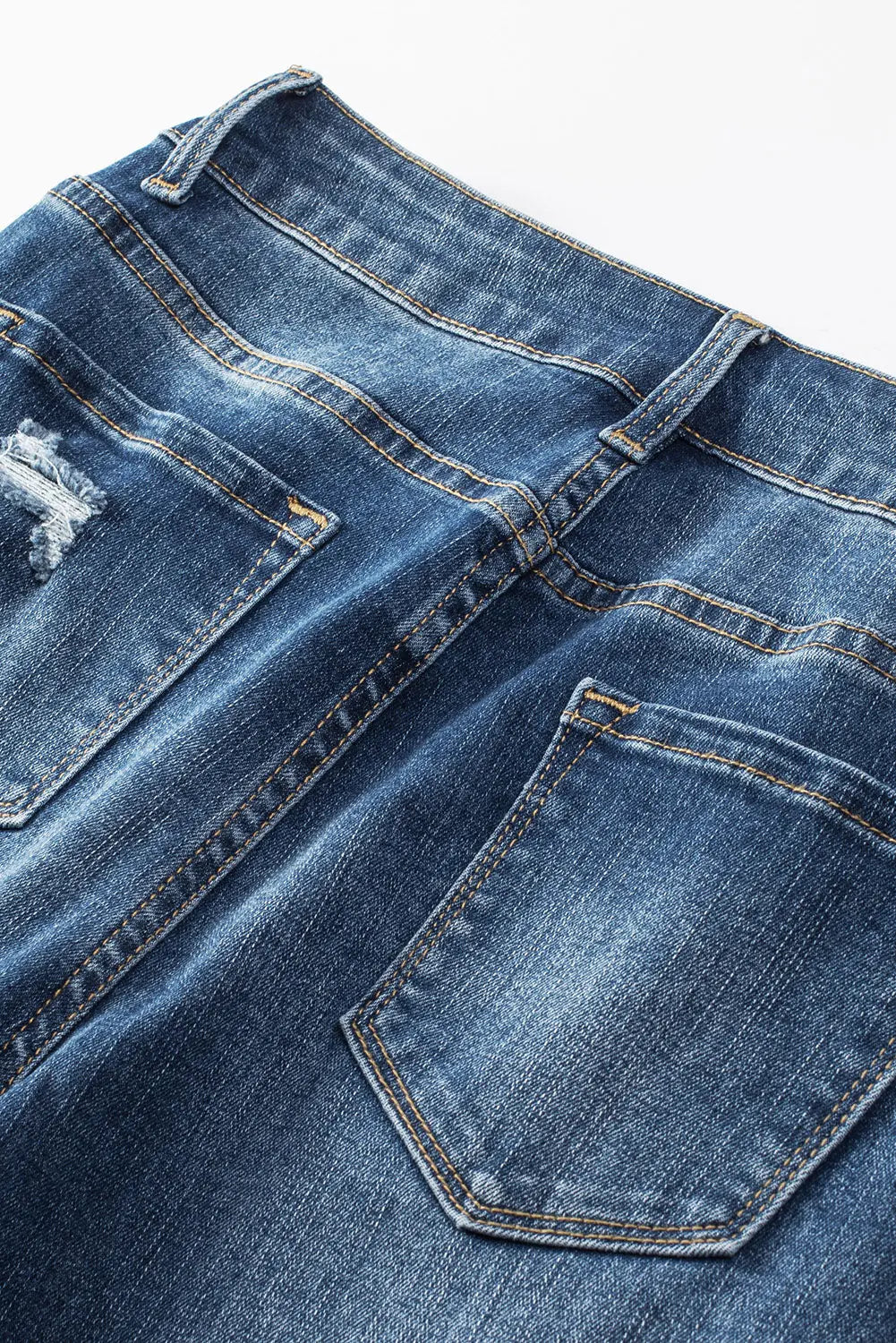 Blue Distressed Button Fly High Waist Skinny Jeans eAura