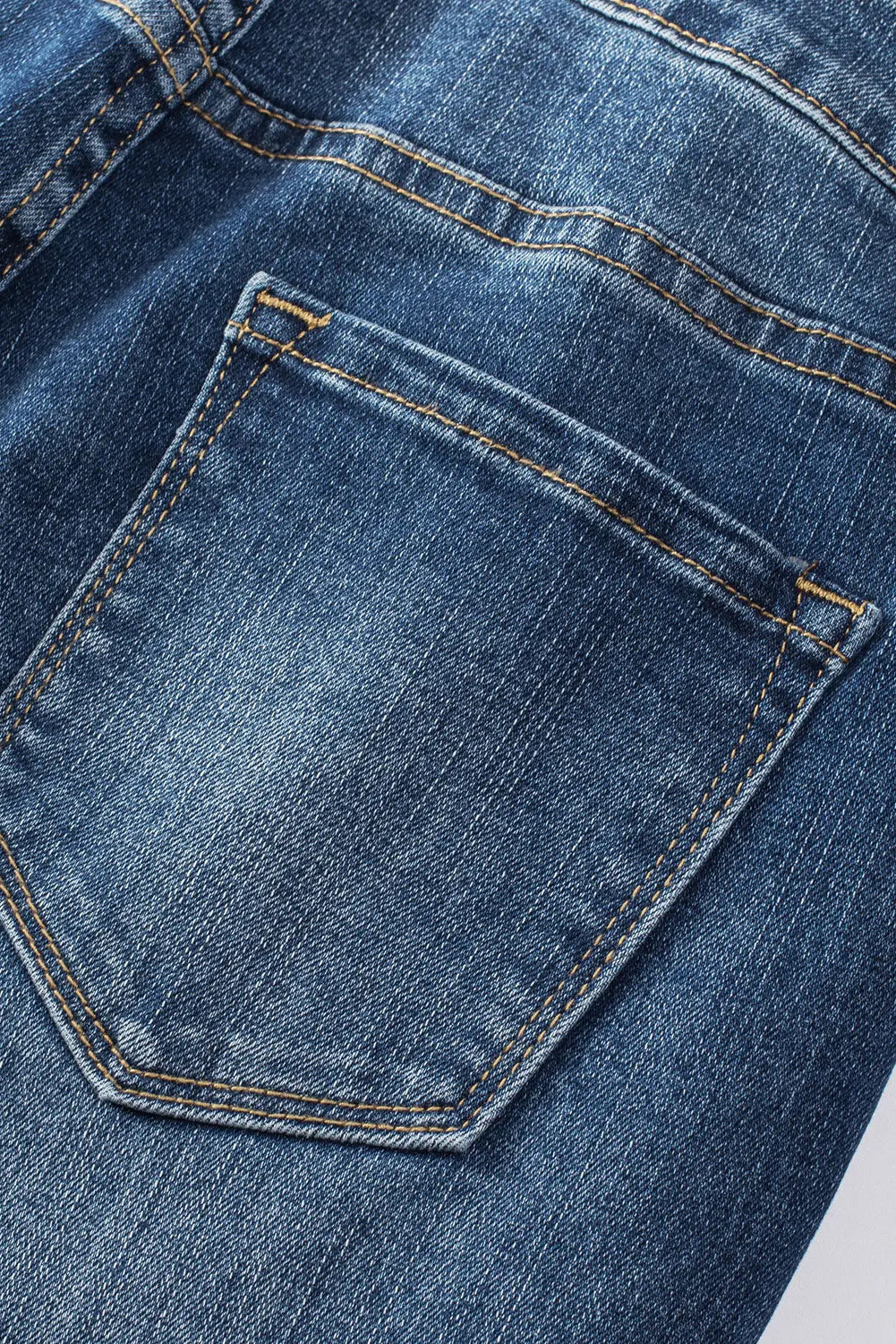 Blue Distressed Button Fly High Waist Skinny Jeans eAura