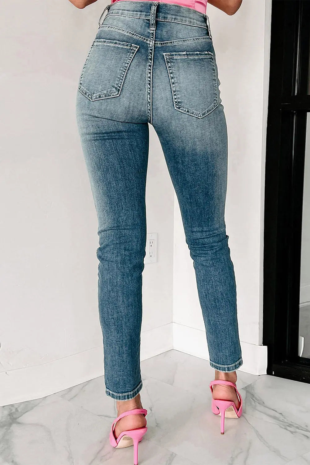 Blue Distressed Ripped Skinny Jeans eAura