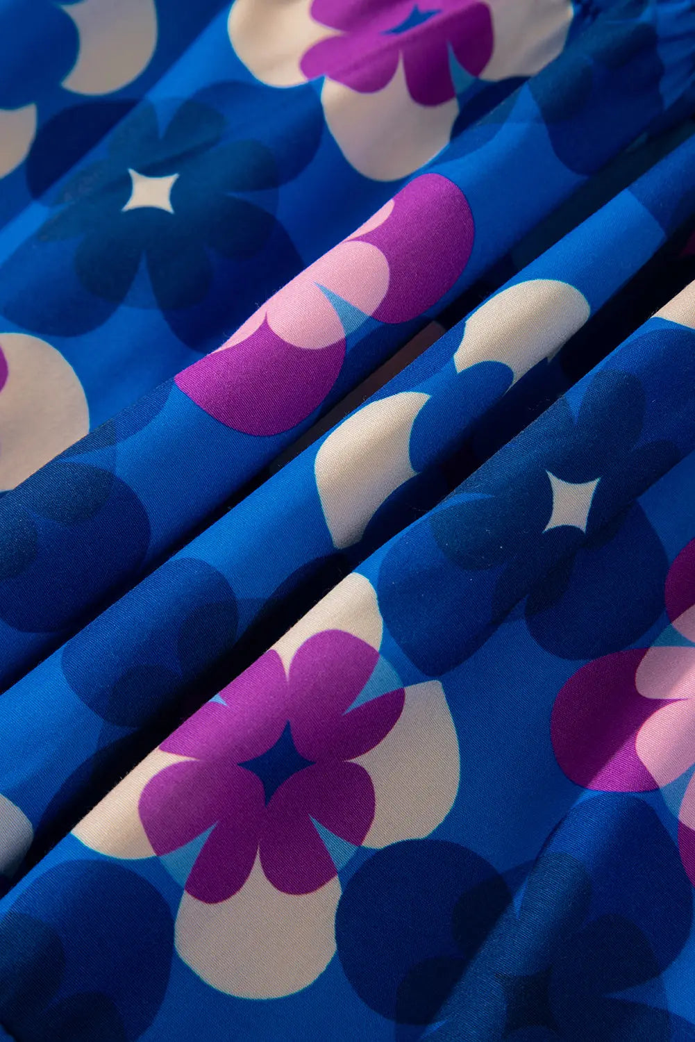 Blue Floral Peasant Sleeve Tiered Ruffle Midi Dress - eAura