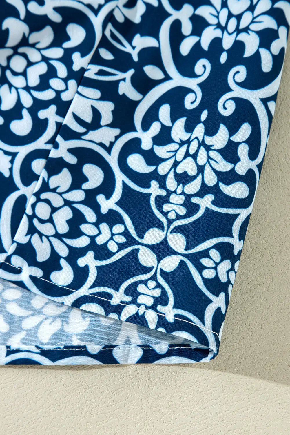 Blue Floral Ric-rac Patchwork Button Loose Fit Shirt - eAura