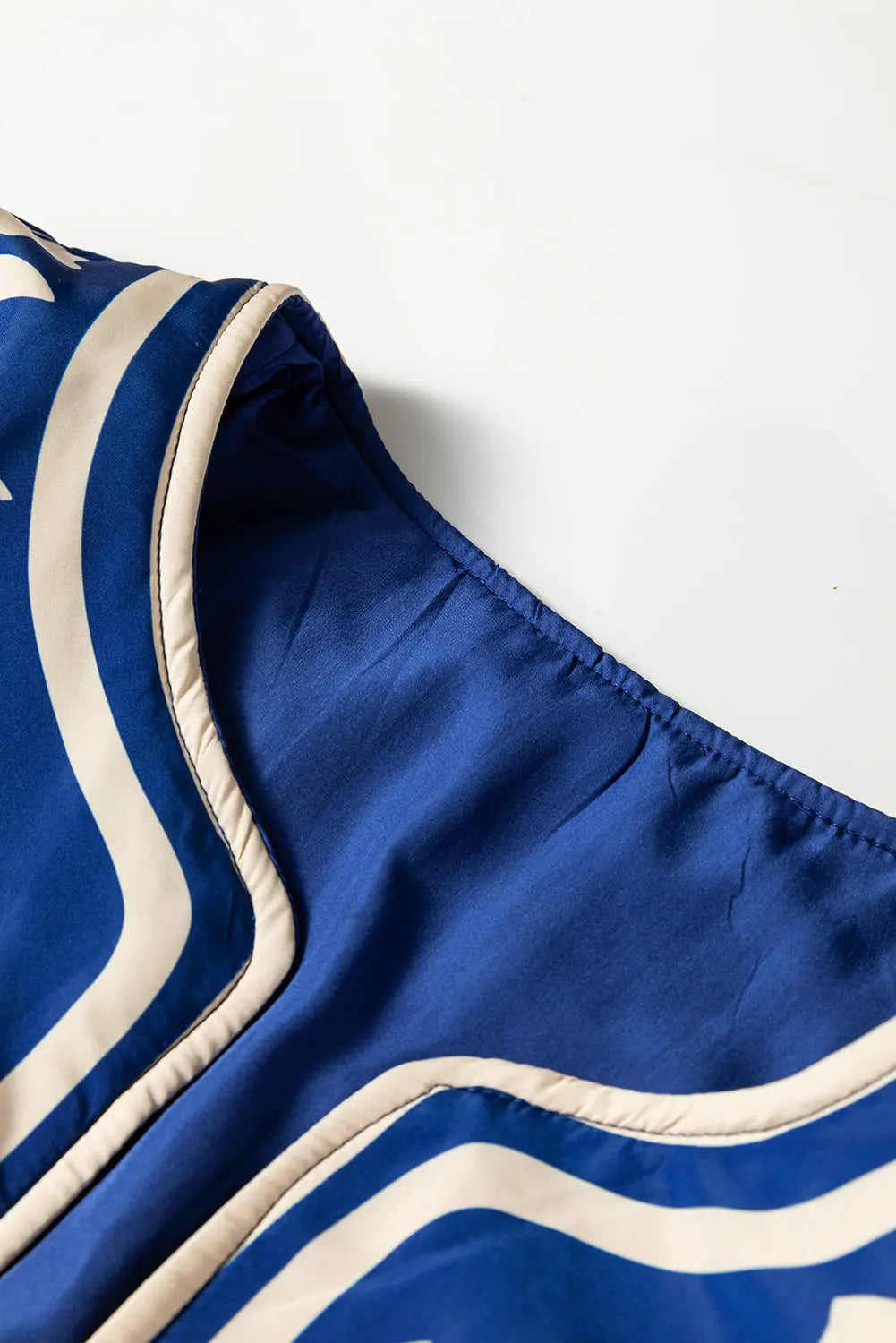 Blue Flower Print Open Front Buttoned Cuffs Elegant Jacket - eAura