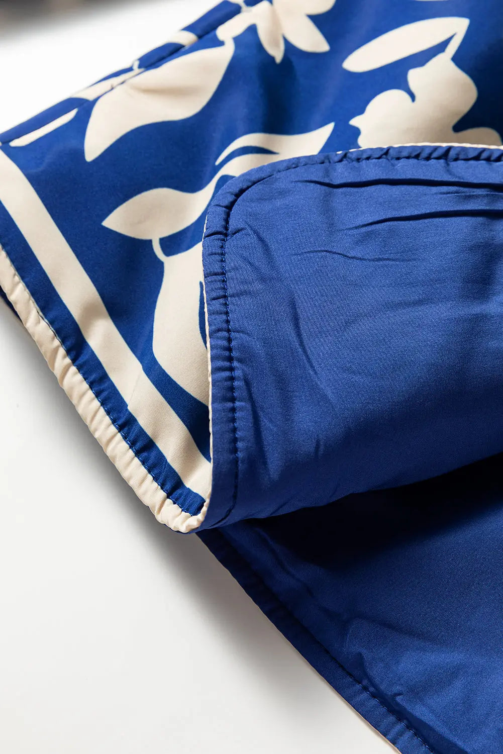 Blue Flower Print Open Front Buttoned Cuffs Elegant Jacket - eAura