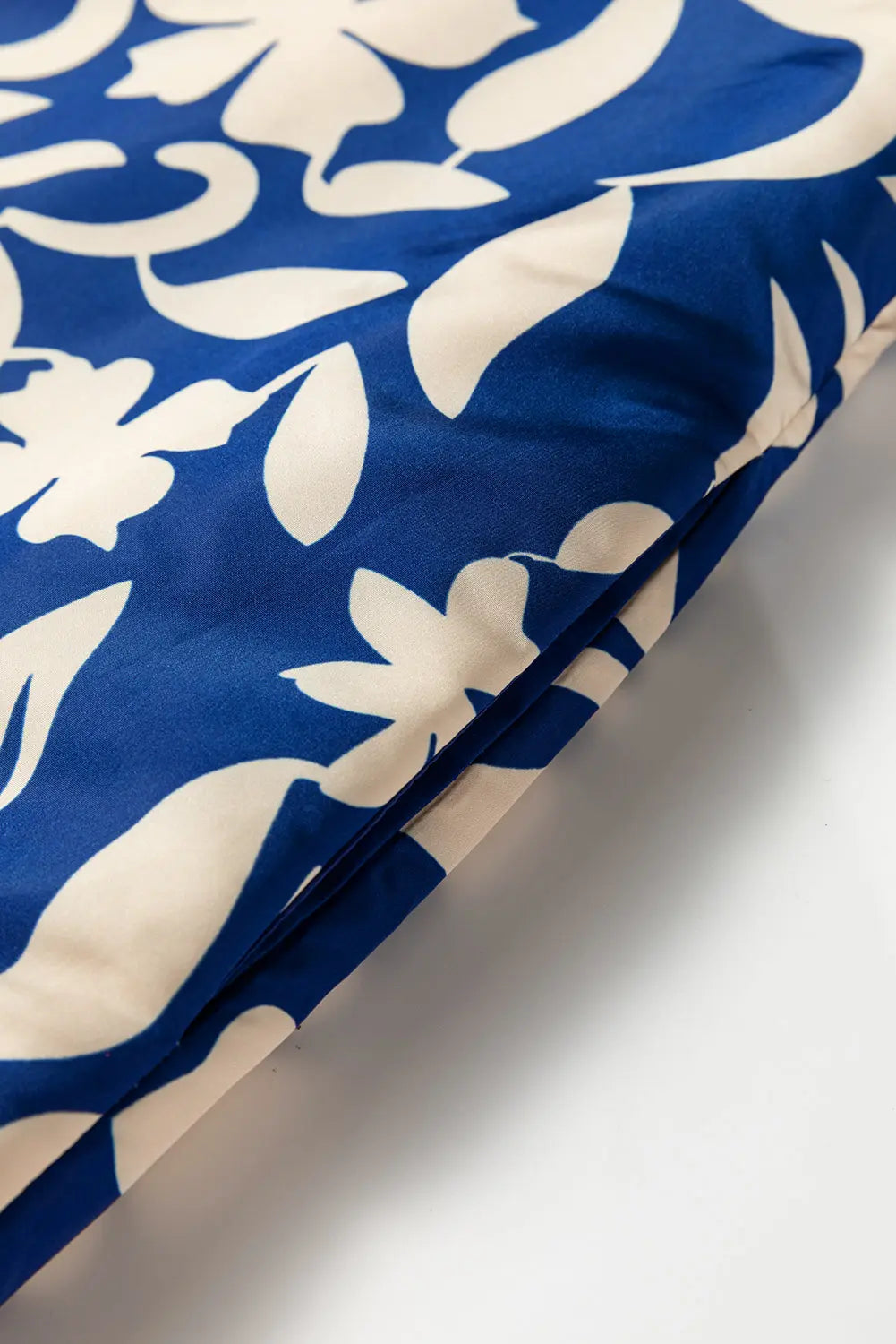 Blue Flower Print Open Front Buttoned Cuffs Elegant Jacket - eAura