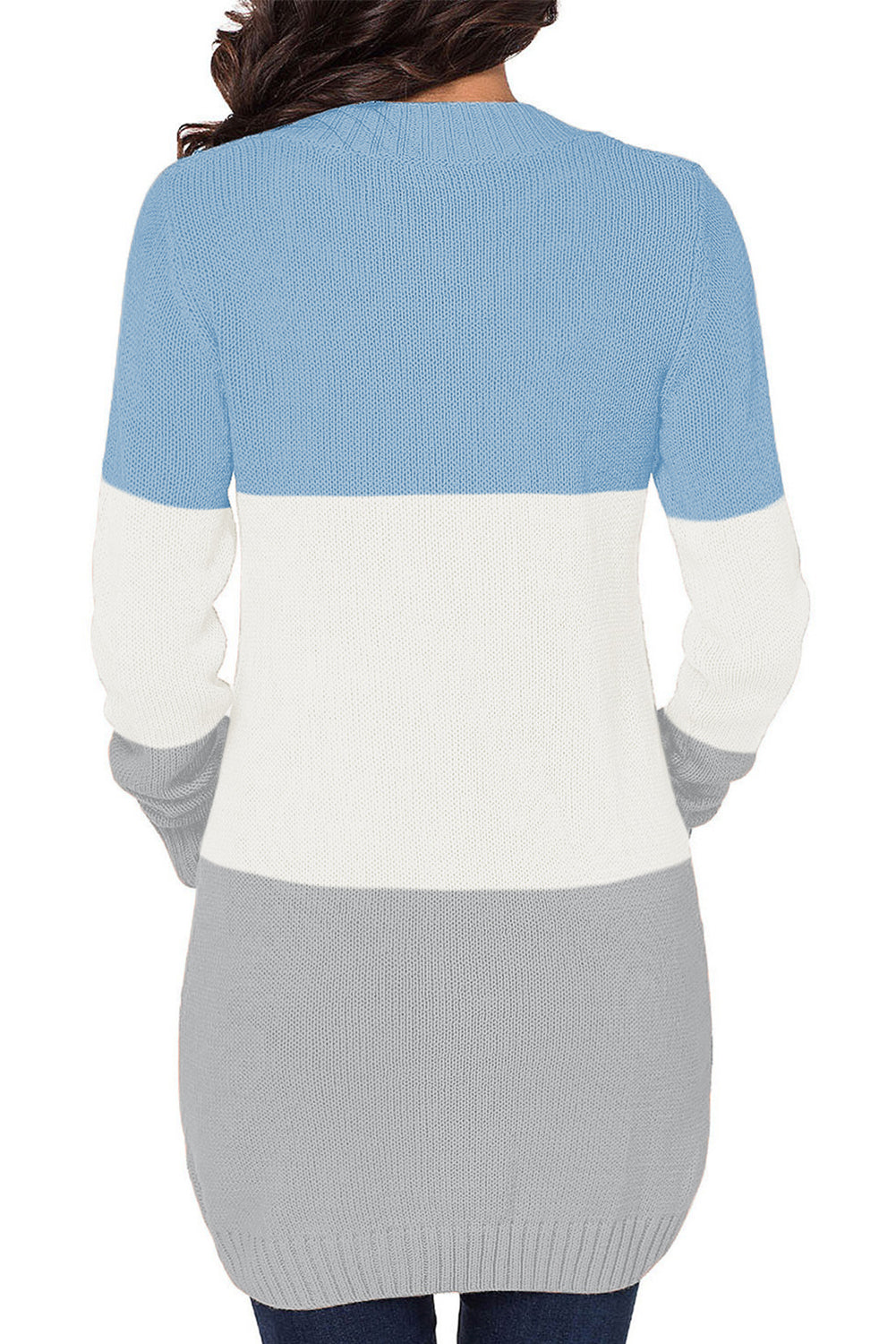 Blue Front Pocket and Buttons Closure Cardigan - eAura