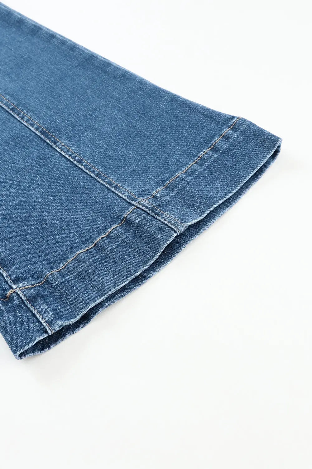 Blue High Waist Seam Stitching Pocket Flare Jeans eAura
