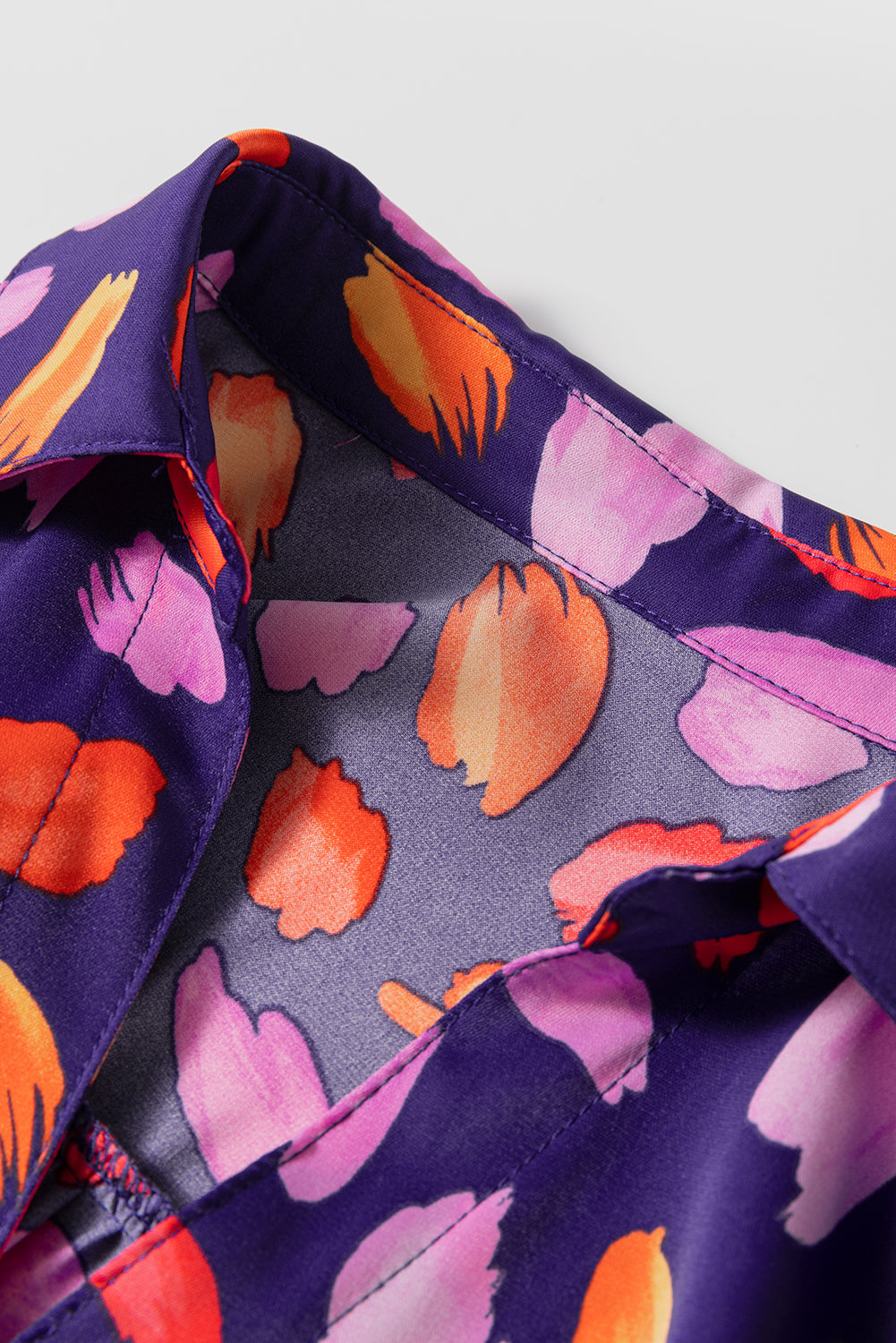 Blue Petal Collared Tiered Flowy Long Dress - eAura