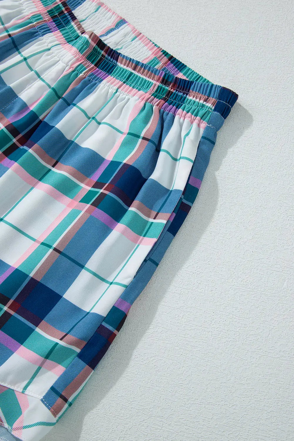Blue Plaid Print Shirt and Shorts 2Pcs Pyjamas Beagle Boutique Fashion Outlet