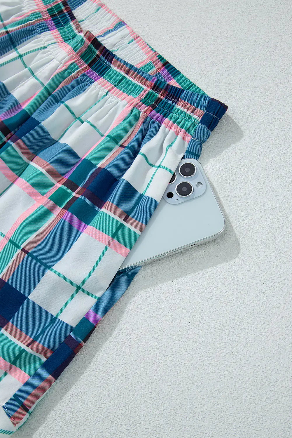 Blue Plaid Print Shirt and Shorts 2Pcs Pyjamas Beagle Boutique Fashion Outlet