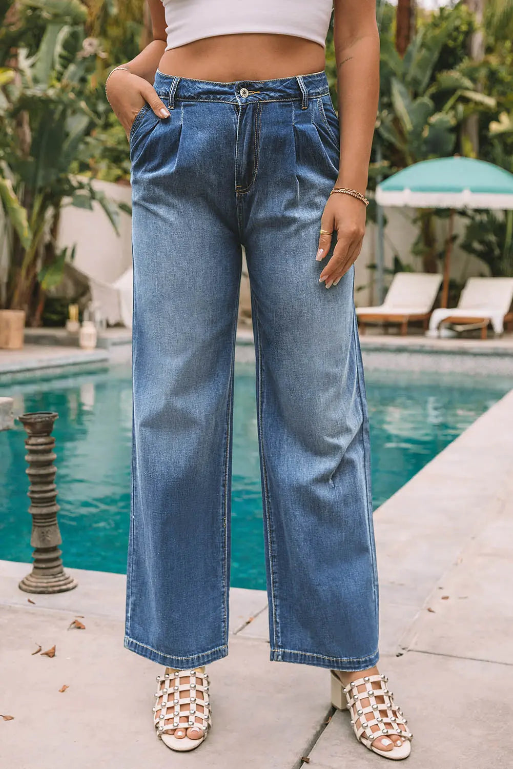 Blue Slouchy Wide Leg Jeans eAura
