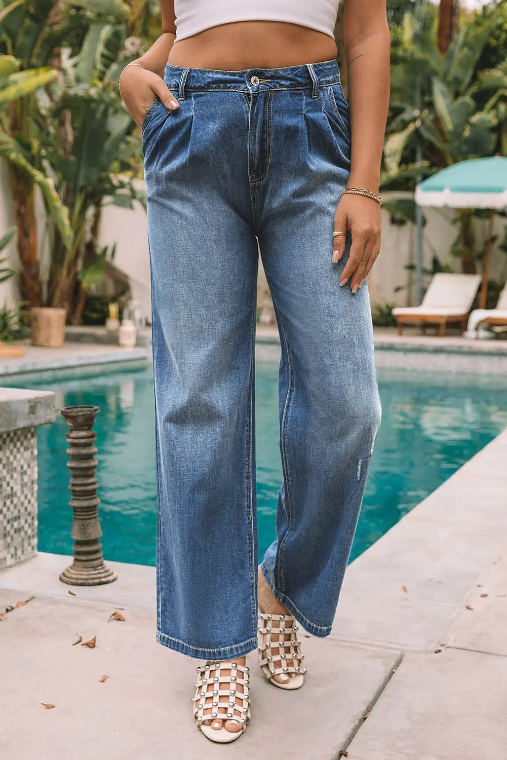 Blue Slouchy Wide Leg Jeans eAura
