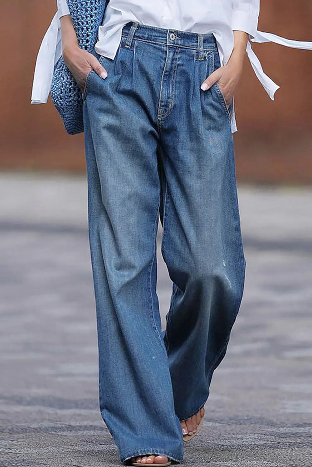 Blue Slouchy Wide Leg Jeans eAura