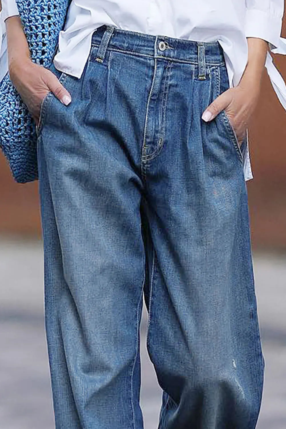 Blue Slouchy Wide Leg Jeans eAura