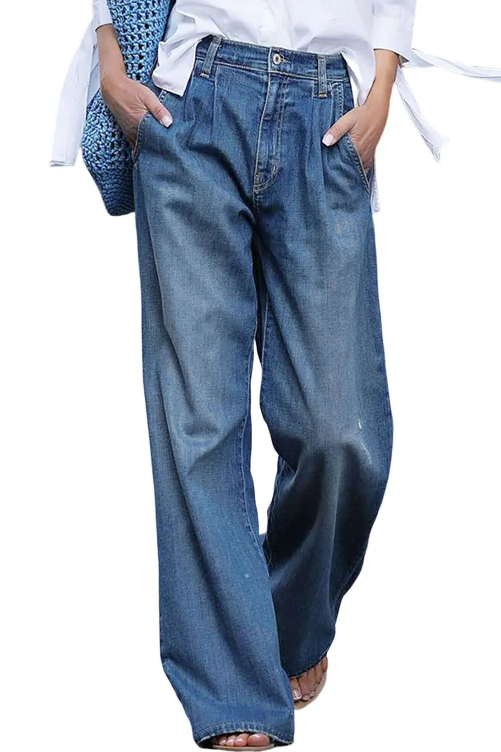 Blue Slouchy Wide Leg Jeans eAura