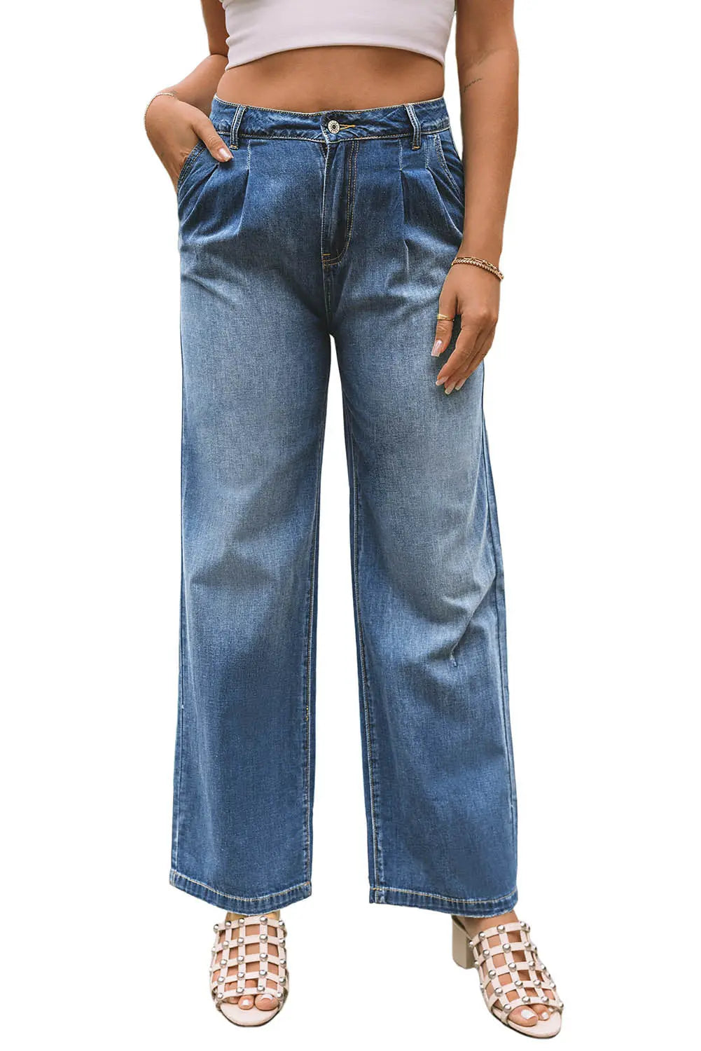 Blue Slouchy Wide Leg Jeans eAura