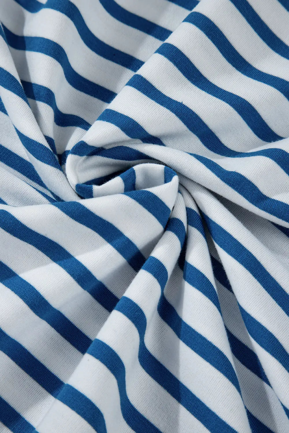 Blue Stripe Drop Shoulder Crew Neck Loose Sweatshirt Beagle Boutique Fashion Outlet