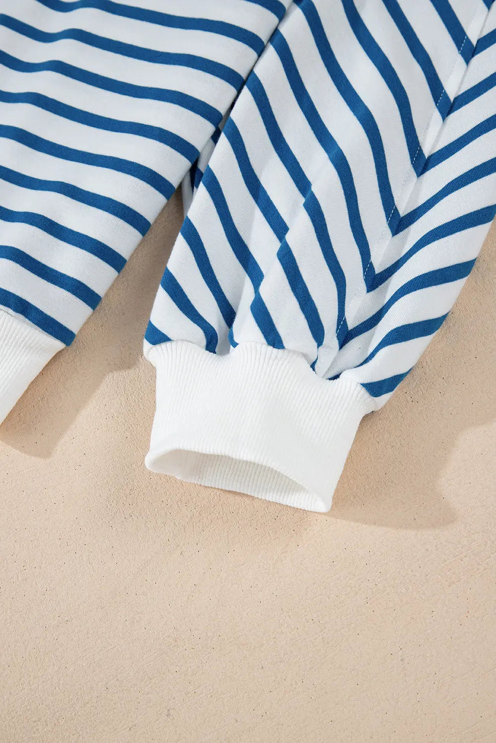 Blue Stripe Drop Shoulder Crew Neck Loose Sweatshirt Beagle Boutique Fashion Outlet