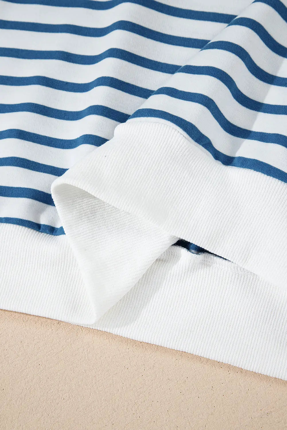 Blue Stripe Drop Shoulder Crew Neck Loose Sweatshirt Beagle Boutique Fashion Outlet