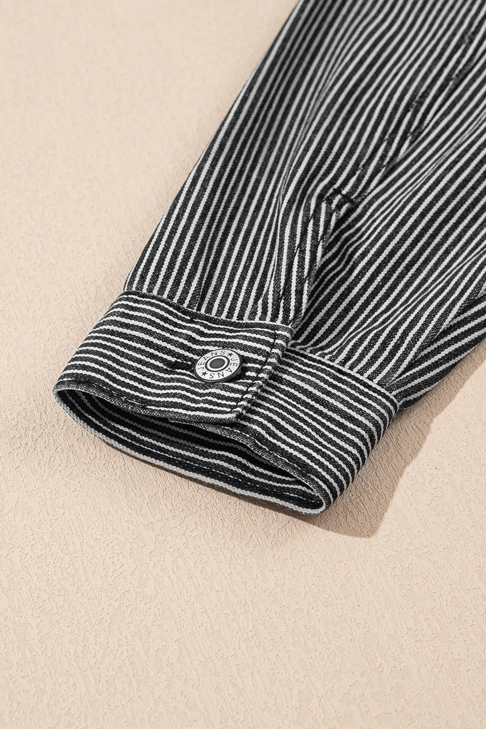 Blue Stripe Washed Oversize Pocketed Denim Jacket - eAura